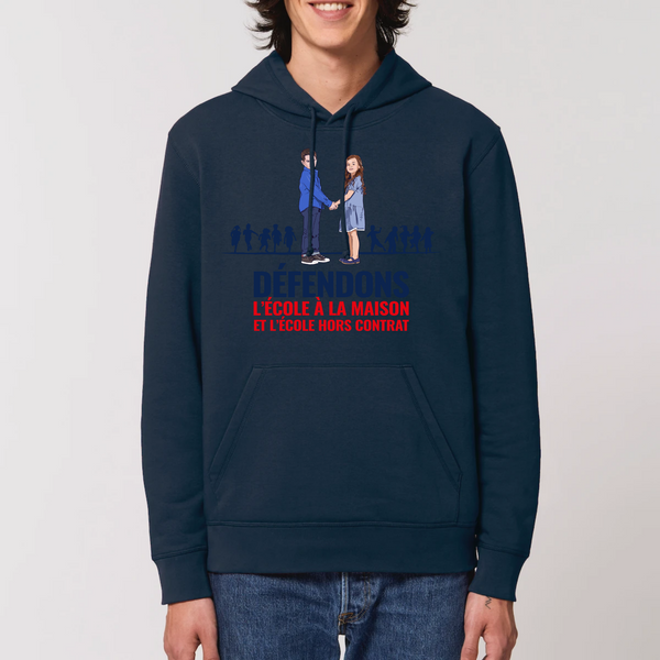 Sweat à capuche - Défendons l'école - modèle 1 impression face