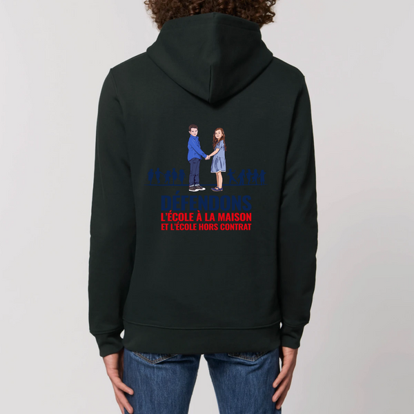 Sweat à capuche - Défendons l'école - modèle 1 impression dos